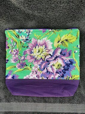 Storage Bag Dust Cover Handmade Purple & Green 14" x 12" x  3"